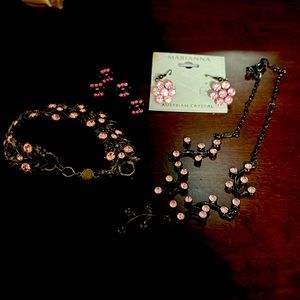 NWOT Marianna Austrian crystal Jewelry bracelet necklace earrings hair clips